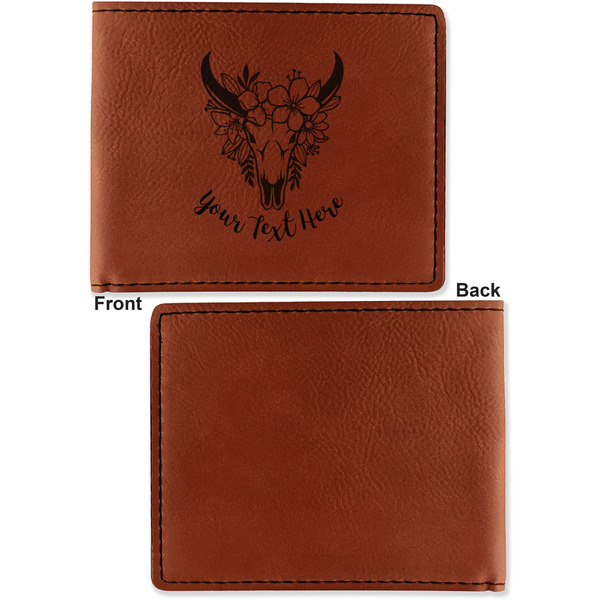 Boho Cognac Leatherette Bifold Wallets - Front and Back Single Sided - Apvl