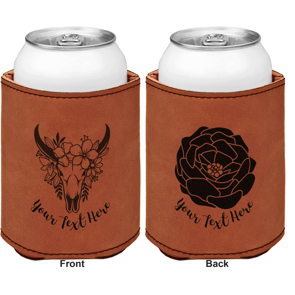 Boho Cognac Leatherette Can Sleeve - Double Sided Front and Back