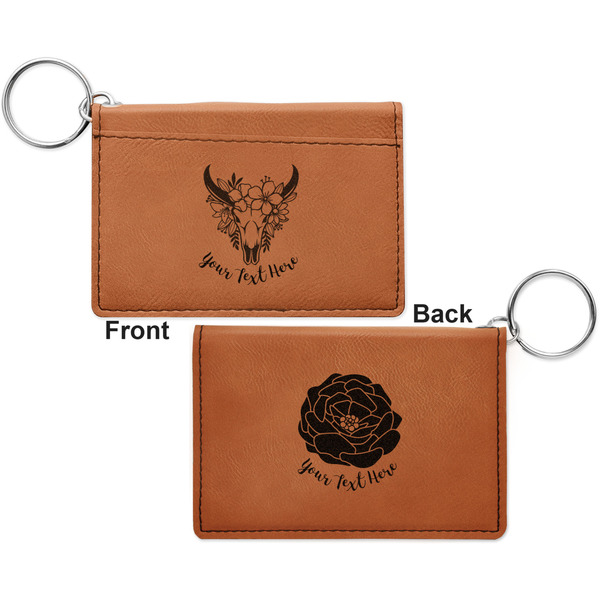 Boho Cognac Leatherette Keychain ID Holders - Front and Back Apvl