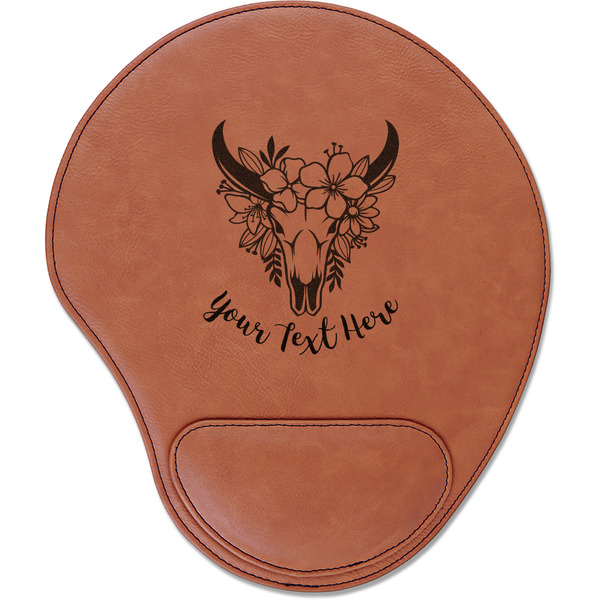 Custom Boho Leatherette Mouse Pad with Wrist Support (Personalized)