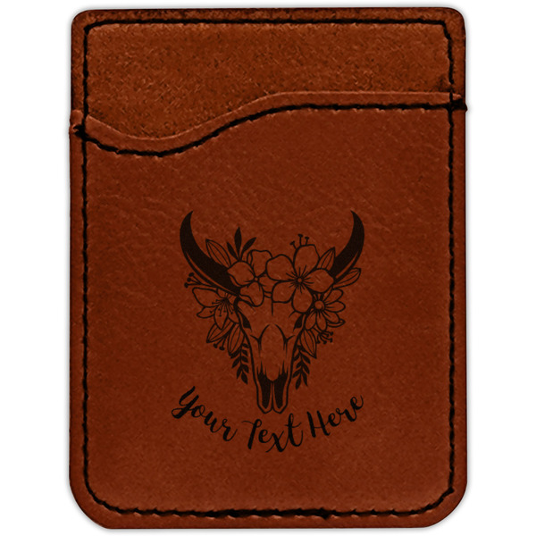 Boho Cognac Leatherette Phone Wallet close up