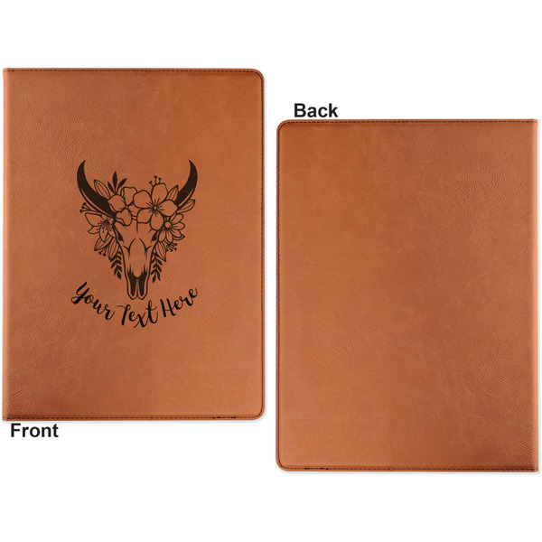 Boho Cognac Leatherette Portfolios with Notepad - Large - Single Sided - Apvl