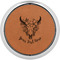 Boho Cognac Leatherette Round Coasters w/ Silver Edge - Single