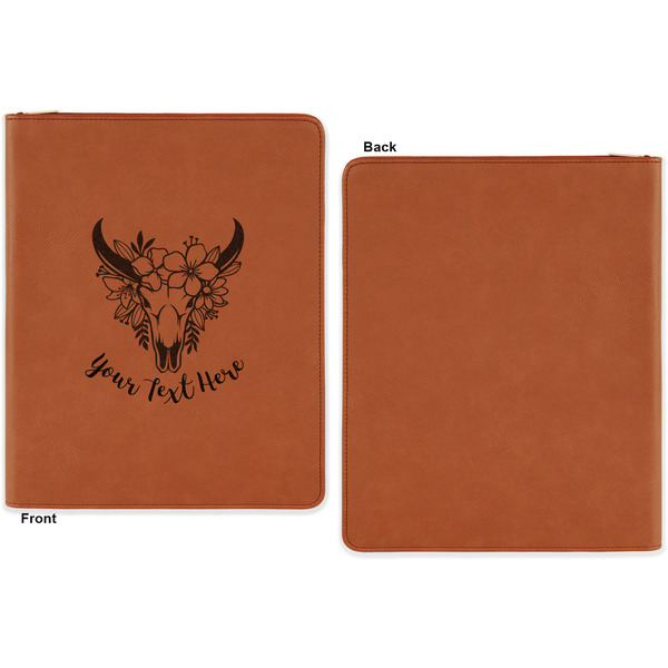 Boho Cognac Leatherette Zipper Portfolios with Notepad - Single Sided - Apvl