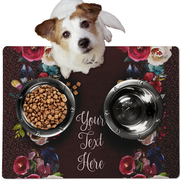Custom Boho Dog Food Mat - Medium w/ Name or Text