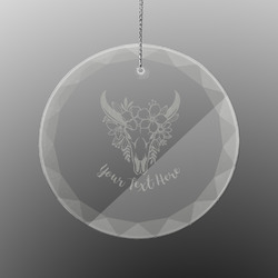 Boho Engraved Glass Ornament - Round (Personalized)