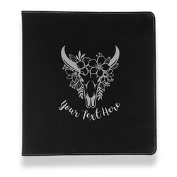 Boho Leather Binder - 1" - Black (Personalized)