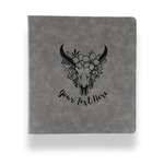 Boho Leather Binder - 1" - Grey (Personalized)