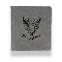 Boho Leather Binder - 1" - Grey (Personalized)