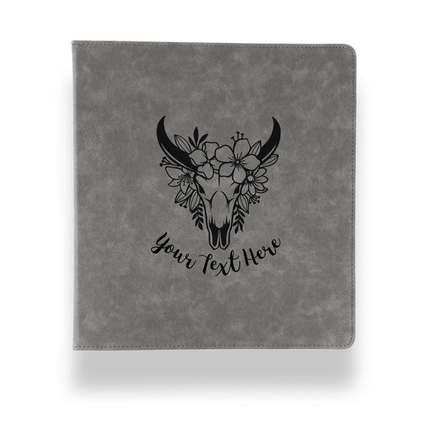 Boho Leather Binder - 1" - Grey - Front View
