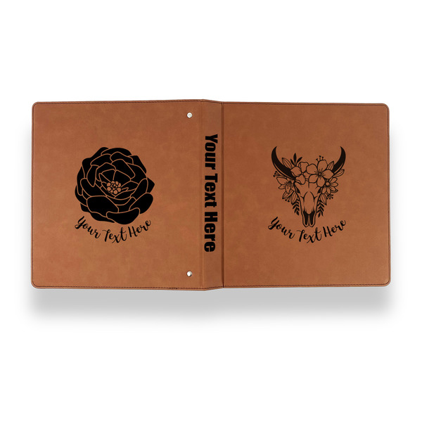 Boho Leather Binder - 1" - Rawhide - Back Spine Front View