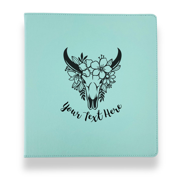Custom Boho Leather Binder - 1" - Teal (Personalized)