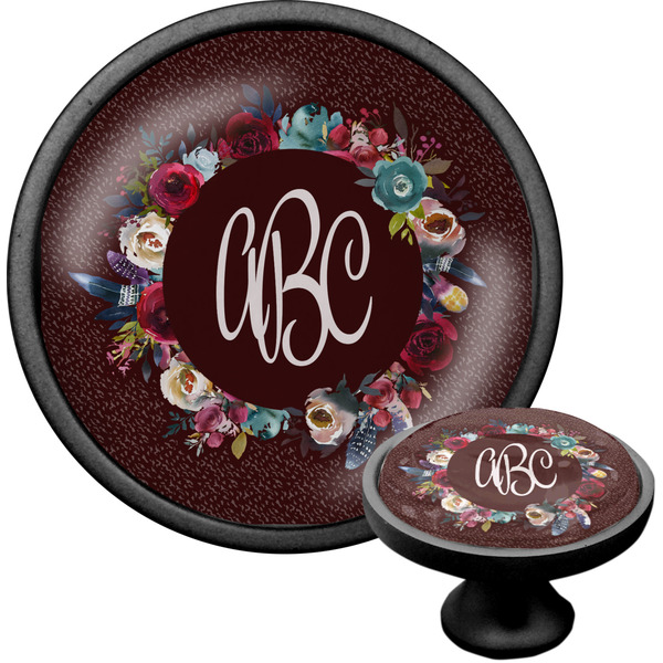 Custom Boho Cabinet Knob (Black) (Personalized)