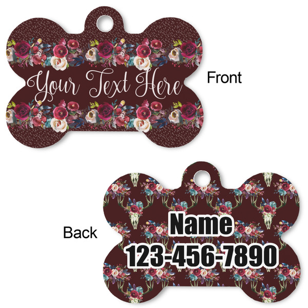 Boho Bone Shaped Dog Tag - Front & Back