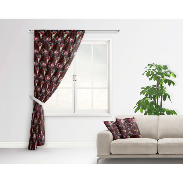 Boho Curtain With Window and Rod - in Room Matching Pillow
