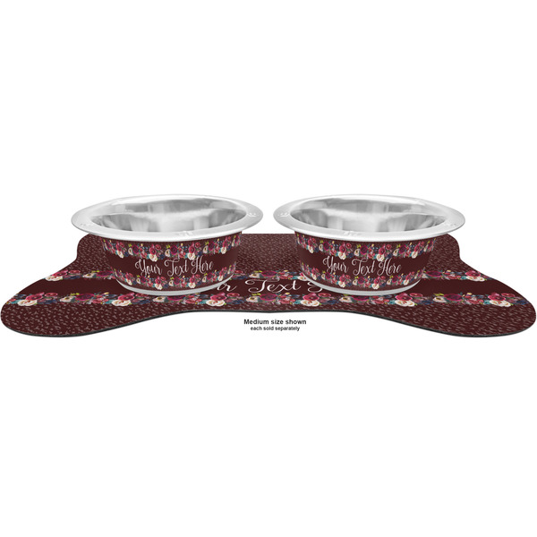 Boho Metal Pet Bowls - On Dog Bone Shaped Mat