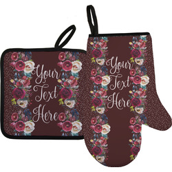 Boho Oven Mitt & Pot Holder Set w/ Name or Text