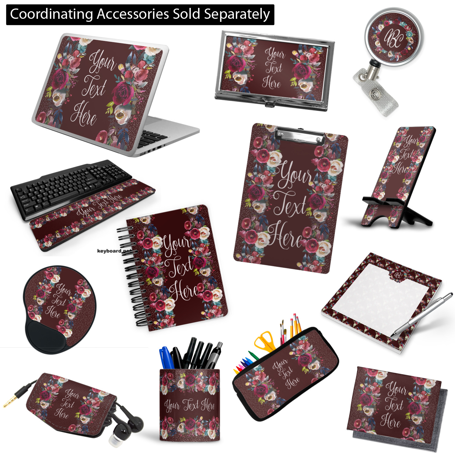 Boho Leatherette Zipper Portfolio with Notepad (Personalized