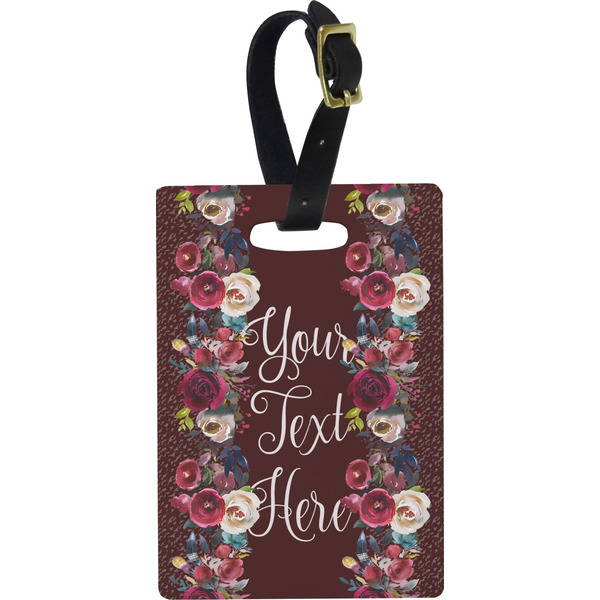 Custom Boho Plastic Luggage Tag - Rectangular w/ Name or Text