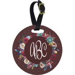 Boho Plastic Luggage Tag - Round (Personalized)