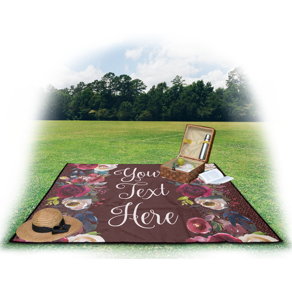 Boho Picnic Blanket - with Basket Hat and Book - in Use