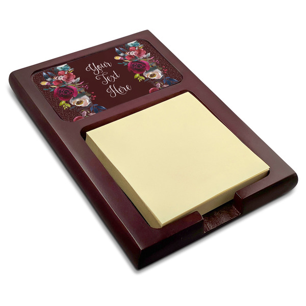 Custom Boho Red Mahogany Sticky Note Holder (Personalized)