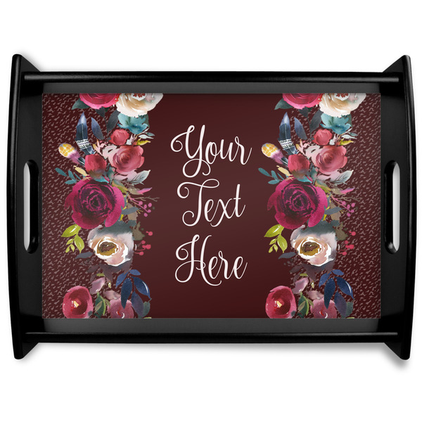 Custom Boho Black Wooden Tray - Large (Personalized)