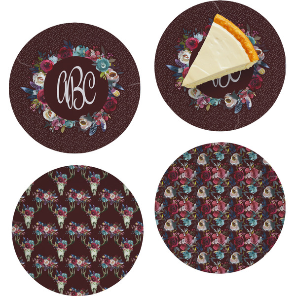Custom Boho Set of 4 Glass Appetizer / Dessert Plate 8" (Personalized)