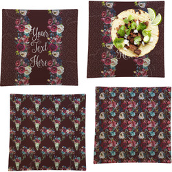 Boho Set of 4 Glass Square Lunch / Dinner Plate 9.5" (Personalized)