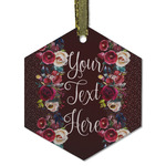 Boho Flat Glass Ornament - Hexagon w/ Name or Text