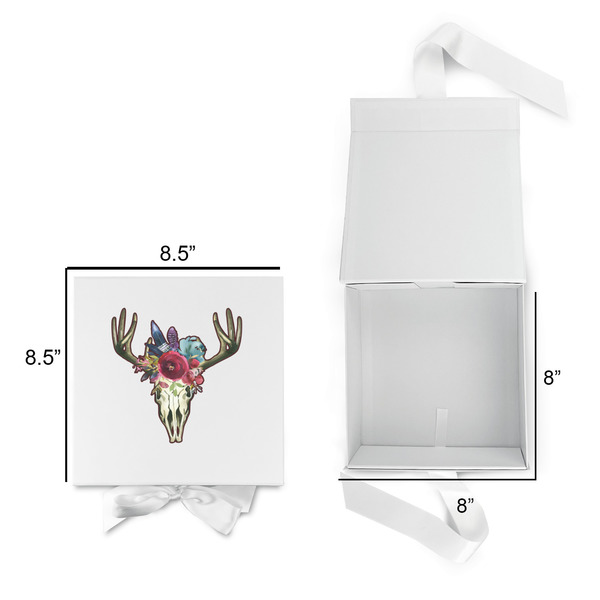 Boho Gift Boxes with Magnetic Lid - White - Open & Closed