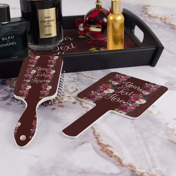 Boho Hair Brush and Hand Mirror - Bathroom Scene