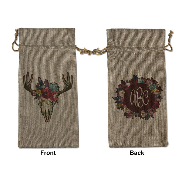 Custom Boho Large Burlap Gift Bag - Front & Back (Personalized)