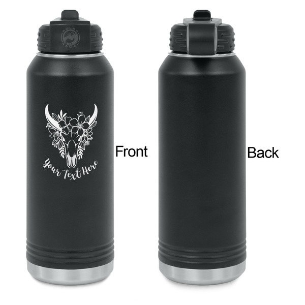 Boho Laser Engraved Water Bottles - Front Engraving - Front & Back View