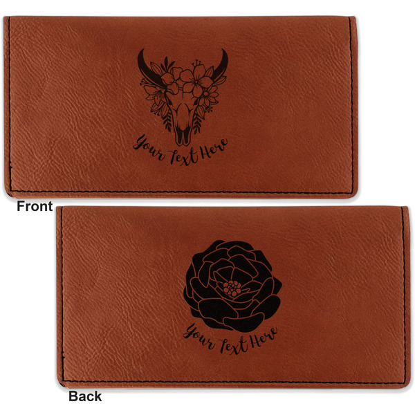 Boho Leather Checkbook Holder Front and Back