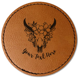 Boho Faux Leather Iron On Patch - Round (Personalized)