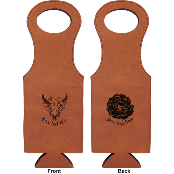 Boho Leatherette Wine Tote Double Sided - Front and Back