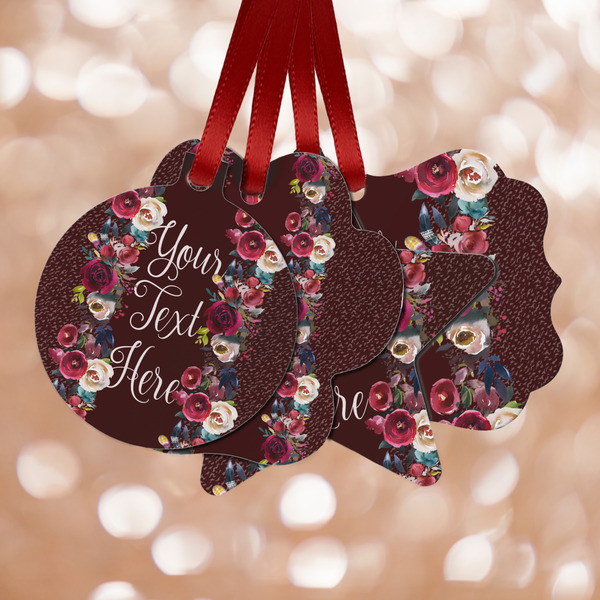 Custom Boho Metal Ornaments - Double Sided w/ Name or Text