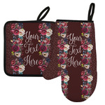Boho Left Oven Mitt & Pot Holder Set w/ Name or Text