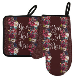 Boho Left Oven Mitt & Pot Holder Set w/ Name or Text