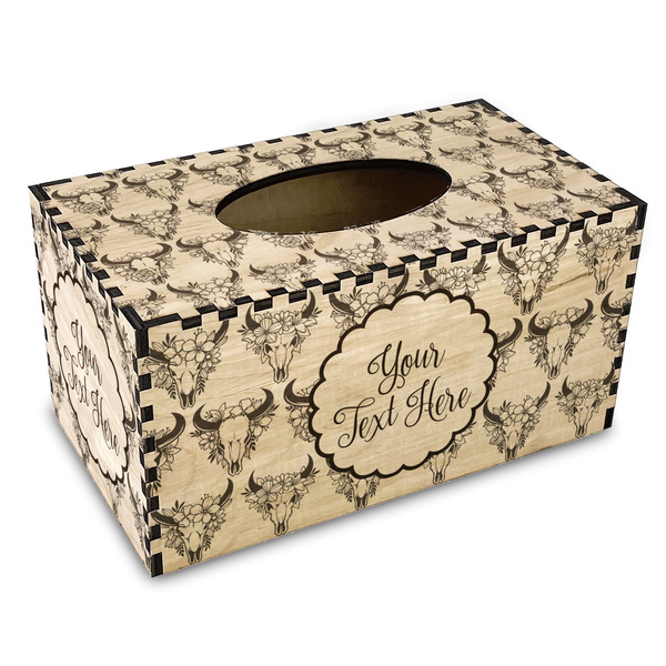 Custom Boho Wood Tissue Box Cover - Rectangle (Personalized)