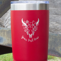 Boho 20 oz Stainless Steel Tumbler - Red - Double Sided (Personalized)