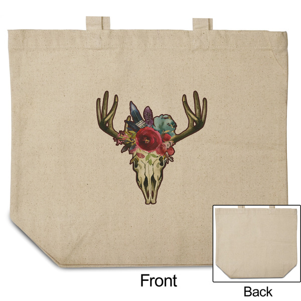 Boho Reusable Cotton Grocery Bag - Front & Back View