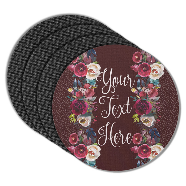 Custom Boho Round Rubber Backed Coasters - Set of 4 (Personalized)