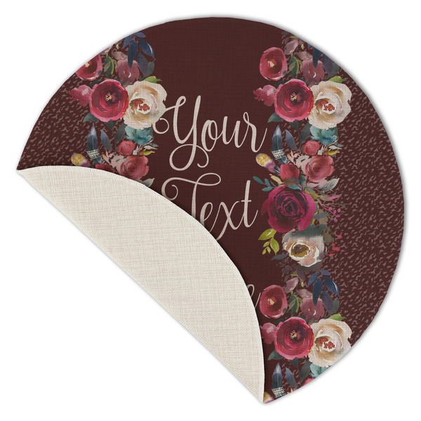 Boho Round Linen Placemats - Front (folded corner single sided)