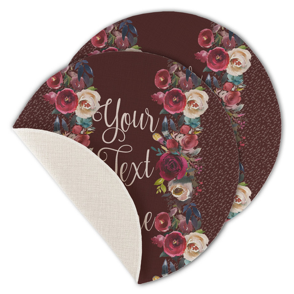 Custom Boho Round Linen Placemat - Single Sided - Set of 4 (Personalized)