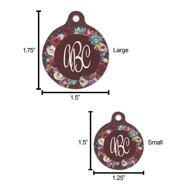 Boho Round Pet ID Tag - Large - Comparison Scale