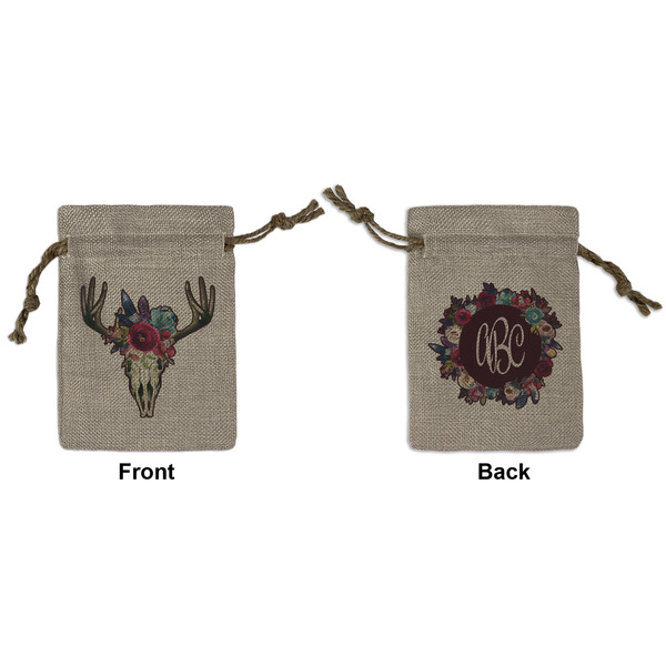 Custom Boho Small Burlap Gift Bag - Front & Back (Personalized)