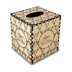 Boho Wood Tissue Box Cover - Square (Personalized)