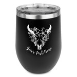 Boho Stemless Stainless Steel Wine Tumbler - Black - Single Sided (Personalized)